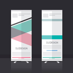 Roll up banner stand vector design.